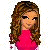 Pixelated cartoon character of a woman in pink top and blue jeans with long brown hair, shown from multiple angles on a white background.