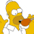 Pixelated yellow cartoon character with large white eyes, black pupils, and an orange nose holding a fish-like object against a plain background.