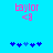 Pixelated blue background with pink text 'baylor' and '<3', two of blue heart icons showing animation change in the middle