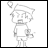 A 48x48 pixel buddy icon split into two frames showing a cartoon character on the left and text on the right, with visible animation differences between frames.