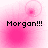 Pixelated pink background with 'Morgan!!!' text and shifting circular light effects in four