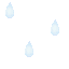 Light blue water droplets fall against a white background with a gray rectangular overlay at the bottom.