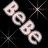 Animated contact sheet showing two frames of a pixelated 'BEBE' text icon with sparkling effects on black background.