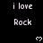 Black background with repeated white text 'i love Rock' and small pixelated hearts in a pattern, partially cropped at bottom right