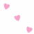 Pink heart shapes of varying sizes scattered across a white background with a gray rectangular overlay in the bottom-right corner.