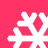 Four white snowflake icons on a solid pink background, arranged in a with no visible animation changes