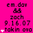 A static image with a bright pink background displays repeated text and symbols in black, white, and gray. The central area shows multiple of identical pixelated elements including 'em.dov', 'zach', '9.16.07', and 'takin ova' with small star-like icons