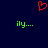Red pixelated heart symbol above two green 'ily...' text fragments on dark blue background.