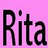 Pink background with black text 'Rita Rita' and a small pink heart symbol in the top-right corner.
