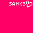 Static pixel art displays 'SAM<3' text with a heart symbol on bright pink background.