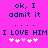 Pixelated text on bright pink background with animated heart symbols changing color.