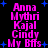 Black background with pink text listing names and "My Bffs" surrounded by blue star shapes, animated to shift positions.