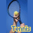A tennis-themed animated icon shows a hand holding a racket and ball against a blue background, with yellow text reading "Tennis" below.