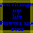 Blue pixelated text on black background with yellow lines, displaying phrases like 'you change my life forever and ever' in a static layout
