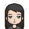 Pixel art character with dark hair and green eyes, transitioning through closed-eye states with purple energy effects on face and head.