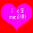 Two identical pink hearts on red background with white text reading 'i 43 neil!!!!' in pixelated font.