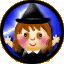 Two circular pixelated avatars with blue backgrounds, one wearing a graduation cap and gown, the other in a suit with a red bow tie, both waving with pink cheeks.