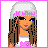 Pixel art contact sheet showing a female character with long brown hair, white beanie, and pink-accented outfit across multiple frames including full-body, torso, legs, and facial expressions.