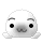 Pixelated white character with gray accents shows two expressions: neutral face and joyful expression with tongue out, orange zigzag lines above head.