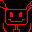 Red pixel-art figures with square heads and limbs on black background, one figure has teeth; red text reads 'Sentai' below them.