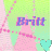identical pixelated icons featuring the name 'Britt' in purple text over a pastel background with green and pink shapes