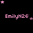 Pixelated pink text 'EmilyH26' repeated across black background with scattered pink and dark purple stars, some frames showing star clusters shifting positions.
