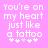 Pixelated text on pink background with white hearts and stars below, showing animation change in heart color.
