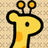 Pixelated yellow giraffe head with orange spots and black outline on beige background, blue text 'awww!' above and 'its a emoo!!!!!!' below.