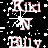 Pixelated text elements 'Riki', 'N', and 'Billy' appear in a repeating pattern on a black background with scattered white speckles, partially obscured by gray rectangular overlays.