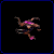 Animated sequence of a brown and purple creature with multiple limbs against black background, showing motion from curled to extended poses.