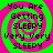Four identical display a green and pink spiral background with black text reading "You Are Getting Sleepy Very Very Sleepy" in pixelated font