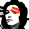 Animated image with black-and-white portraits, red splatter icons, and dripping black text on white background.