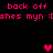 Pixelated red text and heart symbols on a black background with repeated phrases.