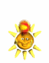Animated sun character with yellow rays, red-and-yellow ball prop, and changing poses across frames.