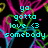 Pixelated cyan text reads 'yo gotta love (3 somebody' over a black background with pink, green, and blue abstract lines.