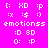 Pixel art of emoticons and text on two background colors with identical static content across all