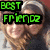 Two people with light brown hair wearing white headbands, one person has green text overlay reading BEST FRIENDS and the other has blue text LiF33.