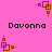 Pixelated brown square shapes animate on a pink background with "Davonna" text below.