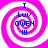 Four identical pixelated spiral icons with pink and white stripes, each displaying blue text reading "I LUV OWEN !!!" in a vertical arrangement.