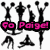 Pixelated black-and-white cartoon figures with pink text reading 'Go Pig' on a white background.