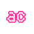 A 2x2 contact sheet of a pixelated animated icon featuring pink text and a small photo, with frame-to-frame changes in the top-right corner.