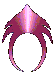 Animated sequence of a stylized purple headpiece with metallic sheen, cycling through five distinct color variations against a gray background.