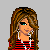 Pixel art contact sheet showing multiple frames of a female character in red-and-black striped top and blue jeans with text "don't mess with me" on gray background