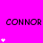 Bright pink background with repeated black text 'CONNOR' and white star-like symbols in various positions.