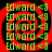 Four identical red spiral patterns with green text repeating 'edward <8' on a black background.