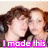 A four- of pixelated images showing two people in various poses with overlaid text, each displaying distinct color-coded text