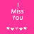 Pink background with white text 'I Miss You' and five heart symbols, where the third heart changes from white to pink between frames.