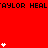 Red background with repeated black text 'AYLOR HEAL' and white star-like symbols in varying vertical stacks across the frame.