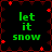 Green text 'let it snow' on black background with red star and diamond border, four identical