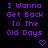 Purple pixelated text "I Wanna Get Back To The Old Days" repeated across a black background with small purple hearts below each phrase.